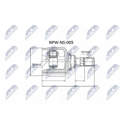 Abbildung von NTY NPW NS 005 Gelenksatz Schaltgetriebe radseitig, getriebeseitig NISSAN: Primera Limousine, Kombi