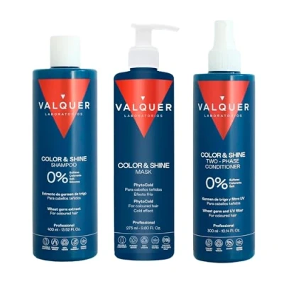 Abbildung von Valquer Professional Haarfarbenverstärker Pack für gefärbtes Haar: Zero% Shampoo 400 ml + Ice Effect Mask 100 Biphasic Conditioner (1300 g 3 Einheiten)