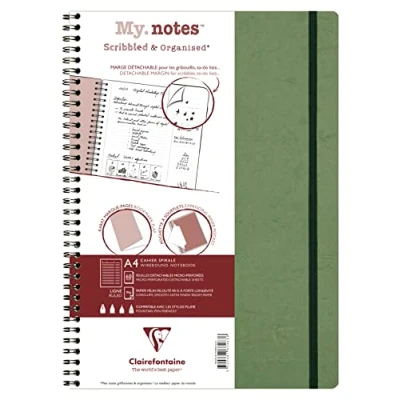 Abbildung von Clairefontaine 783463C Age Bag My.Notes Spiralbuch mit abtrennbaren Rändern, 21x29,7cm, 60 Blatt 90g liniert Grün, 1 Stück