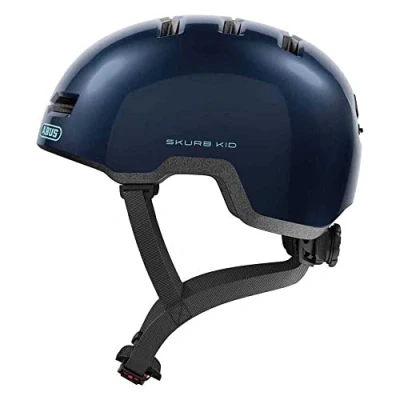 Abbildung von ABUS Kinderhelm Skurb Kid robuster Fahrradhelm im Skater Look mit Platz für einen Zopf und vielfältigen Designs Mädchen Jungen Blau, Größe S