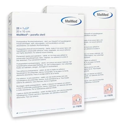 Abbildung von 50 Stück Wundpflaster steril 20x10 steriler Wundverband Pflaster sensitiv Wundauflage nicht haftend 15x5 cm Saugstark &amp; Hautfreundlich Akute Wundversorgung und postoperatives