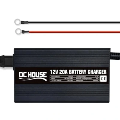 Abbildung von DCHOUSE 20A 12V intelligentes automatisches Lithium LiFePO4 Batterieladegerät, geeignet für Marine, Motorrad, und Deep Cycle Batterien