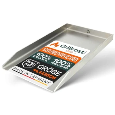Abbildung von Edelstahl Grillplatte Plancha 44,3x26cm passend für Weber Spirit 4mm Massiv