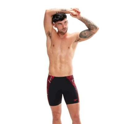 Abbildung von Speedo ECO END+ Splice Mid Jammer Schwarz/Rot / Weiß, Schwarz Rot 40