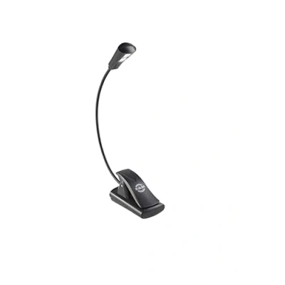 Abbildung von K&amp;M 12242 Notenpultleuchte 2 LED FlexLight Schwarz Befestigung per Clip flexibler Schwanenhals, 800 Lux Helligkeit