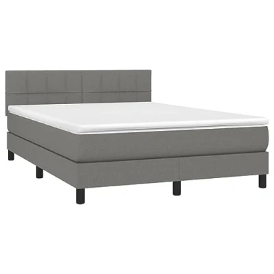 Abbildung von vidaXL Boxspringbett mit Matratze Doppelbett Polsterbett Bett Bettgestell Lattenrost Bettrahmen Hotelbett Schlafzimmerbett Dunkelgrau 140x200cm Stoff