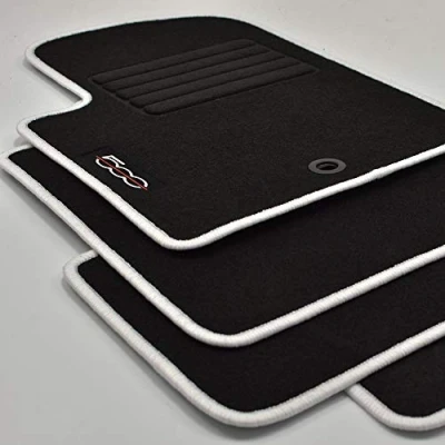 Abbildung von Velours Edition Fußmatten geeignet für FIAT 500 und C Cabrio ab Bj.2007 2013 Weiss
