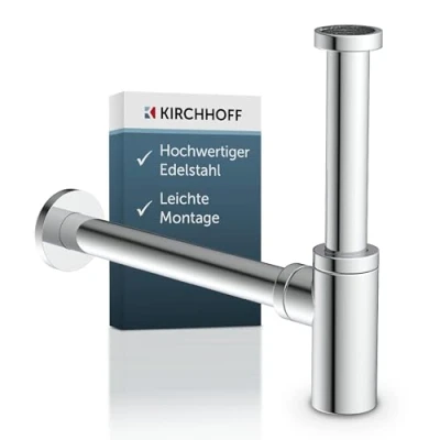 Abbildung von Kirchhoff Siphon &quot;Design Flaschensiphon inkl. Reinigungsöffnung&quot;, Röhrengeruchsverschluss für Waschbecken/Waschtische
