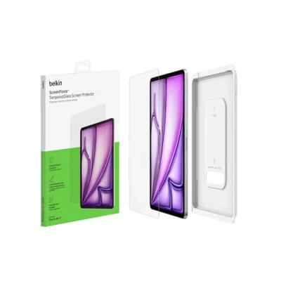 Abbildung von Belkin ScreenForce TemperedGlass Displayschutzfolie für iPad Air, 13&quot;, Schutzfolie mit Härtegrad 9H, Hartglas, 0,33 mm dünn, kratzfest, einfache Anbringung, kompatibel Hüllen und Apple Pencil