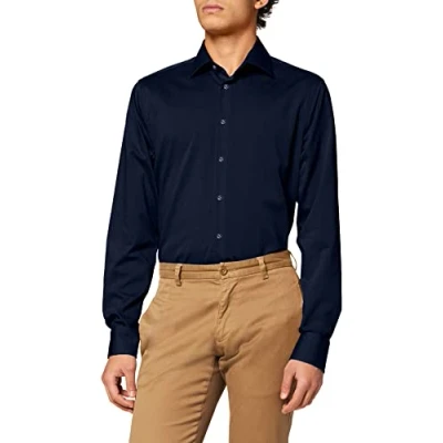 Abbildung von Seidensticker Herren Mens Shaped Longsleeve Cotton Business Shirt, Dunkelblau(021000), 40 EU