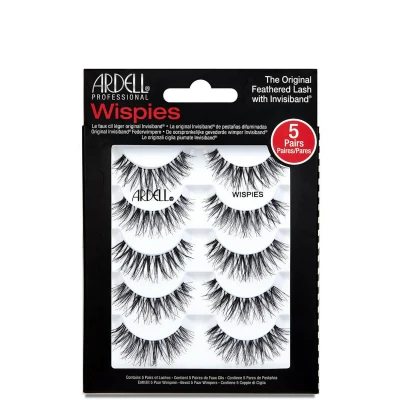 Abbildung von ARDELL Professional Wispies Multipack falsche Wimpern aus Echthaar zum Kleben, 5 Paar Set Fake Lashes für einen natürlichen Look &amp; Volumen vegan, flexibel wiederverwendbar