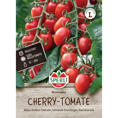 Abbildung von Sperli Cherrytomatensamen Monterrey, F1 83247 Mini Dattel Tomate, intensiv fruchtiger Geschmack Inhalt für 8 Pflanzen Samen Gemüse Gemüsesamen