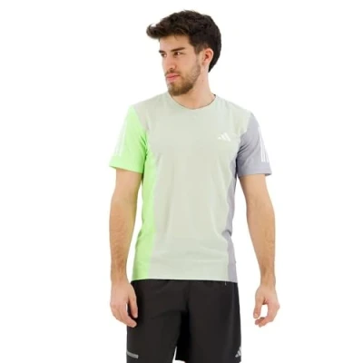 Abbildung von adidas Men&#039;s Own The Run Colorblock Tee T Shirt, Linen Green/Green Spark/Halo Silver, M
