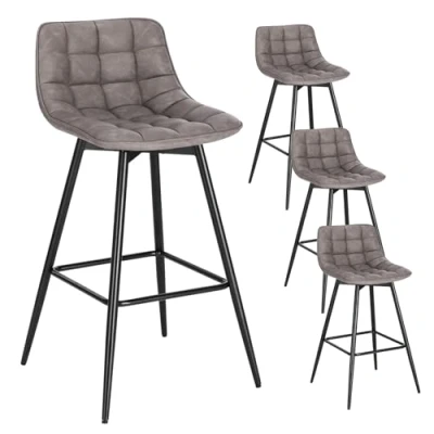 Abbildung von WOLTU 4er Set Barhocker Barstuhl Hocker Tresenhocker Bistrohocker Design Stuhl Kunstleder Metall Dunkelgrau BH249dgr 4