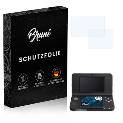 Abbildung von Bruni Schutzfolie kompatibel mit Nintendo New 3DS 2015 Folie, glasklare Displayschutzfolie (2er Set)