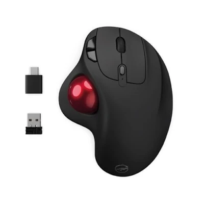 Abbildung von Mobility Lab kabellose Trackball Maus mit Daumenrad, einstellbare Genauigkeit, USB und C Anschluss, macOS Windows kompatibel Schwarz