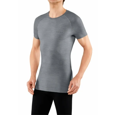 Abbildung von FALKE Herren Baselayer Shirt Wool Tech Light Round Neck M S/s Ts Wolle Funktionsmaterial schnelltrocknend 1 Stück, Grau Grey Heather 3757,