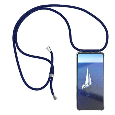 Abbildung von EAZY CASE Handykette kompatibel mit Xiaomi Mi 9 Lite Handyhülle Umhängeband, Handykordel Schutzhülle, Silikonhülle, Hülle Band, Stylische Kette für Smartphone, Navy Blau