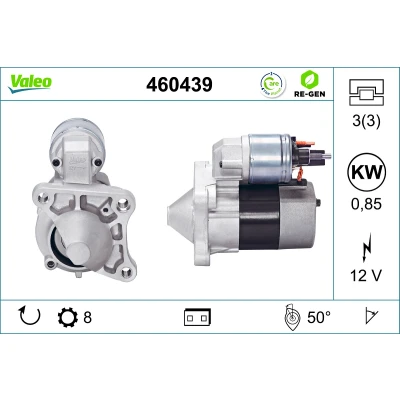 Abbildung von VALEO 460439 Anlasser 12 0,8 8 RENAULT: CLIO 2, SCENIC Kangoo I Rapid, DACIA: Duster SUV, Logan MCV, Sandero I, NISSAN: Kubistar Kastenwagen