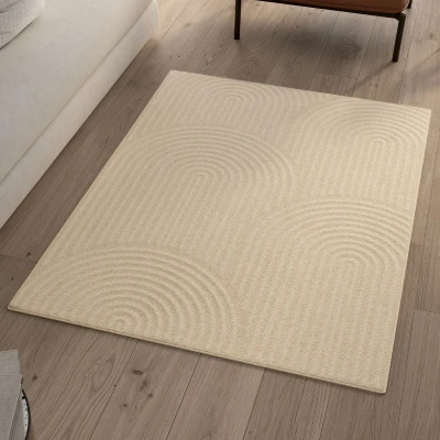 Abbildung von Indoor Teppich Rechteck JADA mit Kreismuster beige 120 x 170 cm IDMarket