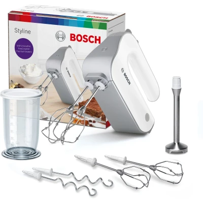 Abbildung von BOSCH Handmixer &quot;Styline MFQ4075DE&quot;, 550 W, 2 Rührbesen, Edelstahl Knethaken, Turbobesen, Pürierstab