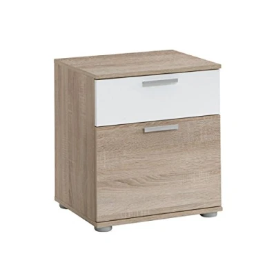 Abbildung von FMD Möbel, 616 003 Jack3 Nachttisch, spanplatte, eiche, weiß, maße 45.0 x 53.0 38.0 cm (BHT)
