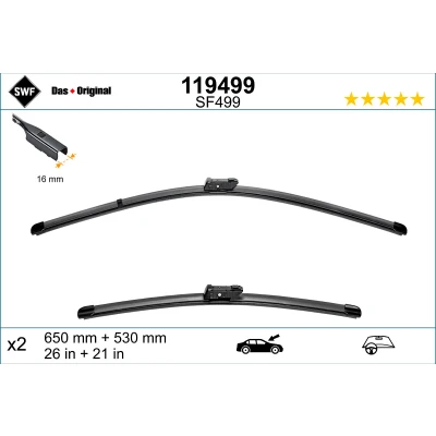 Abbildung von Scheibenwischer Swf 119499 vorne Flachbalkenwischblatt VOLKSWAGEN: Touareg III, Atlas, PORSCHE: Cayenne, Cayenne Coupe, LAND ROVER: Range Rover Evoque