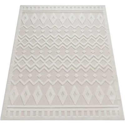 Abbildung von Paco Home Teppich &quot;Livorno 671&quot;, rechteckig, 14 mm Höhe, Uni Farben, Scandi, Rauten Muster, Hoch Tief Effekt, Outdoor geeignet