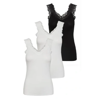 Abbildung von PIECES Damen PCBARBERA LACE TOP Spitzentop,3 Pack, Bright White/3 PACK White Whit, 2XL