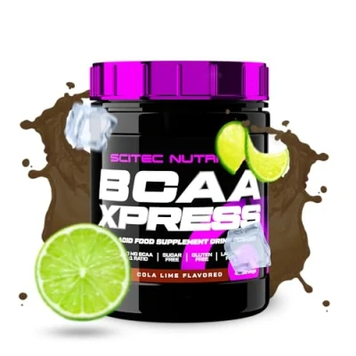 Abbildung von Scitec Nutrition BCAA Xpress, Zucker , Gluten &amp; Laktosefrei, 5g reine BCAA, Muskelaufbau Wachstum, 2:1:1 Aminosäurenverhältnis, aromatisiert leicht zu mischen, 280 g, Cola Lime