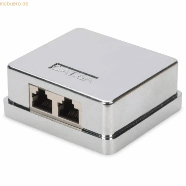 Abbildung von DIGITUS Anschlussdose Cat 6A 2 Port RJ45 Aufputz Gehäuse Netzwerk Dose LSA Schneidklemme Geschirmt Silber