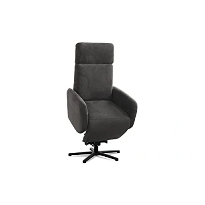 Abbildung von Cavadore TV Sessel Cobra mit 2 Motoren + Aufstehhilfe / Fernsehsessel Liegefunktion, Relaxfunktion Fernbedienung Sternfuß, belastbar bis 130 kg 71 x 110 82 Lederoptik, Dunkelgrau