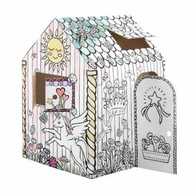 Abbildung von Fellowes Spielhaus Einhorn, aus Wellpappe mit abgerundeten Kanten, schnelle und ohne Klebstoff 1 Stück (1232401)