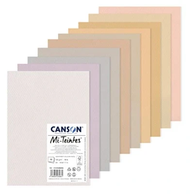 Abbildung von Canson Halbgefärbtes Papier (Wabenmuster), 10 Blatt A4, 160g/m², Pastellfarben C31032S052