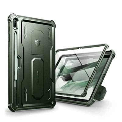 Abbildung von Dexnor Kompatibel mit Samsung Galaxy Tab S7+/S8+ Hülle, [Eingebaute Displayschutzfolie und Ständer] Strapazierfähiger Schutz in Militärqualität Stoßfeste Schutzhülle (Grün)