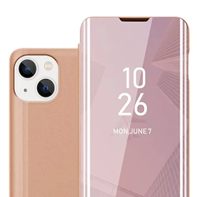 Abbildung von Cadorabo Hülle kompatibel mit Apple iPhone 14 Schutzhülle TPU Silikon Case 360 View Spiegel, Slim Kratzfest Weiche Gummi Rundumschutz Cover für in Pink