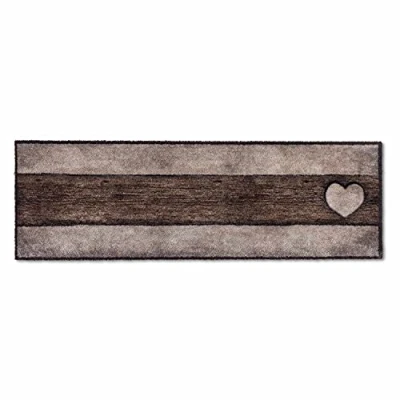 Abbildung von ASTRA Flauschige Sauberlaufmatte weich Pure &amp; Soft Holz Herz Sand braun 50 x 150cm Waschbarer Küchenteppich innen Türmatte strapazierfähig Teppich