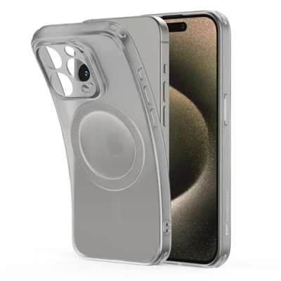 Abbildung von ESR für iPhone 15 Pro Hülle, klares Silikon Case mit MagSafe, stoßfeste dünne Abdeckung, vergilbungsbeständige transparente TPU Handyhülle, Zero Serie, Grau