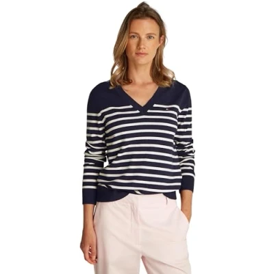 Abbildung von Tommy Hilfiger Strickpullover, Damen, Größe: Small, Dark night navy ivory petal