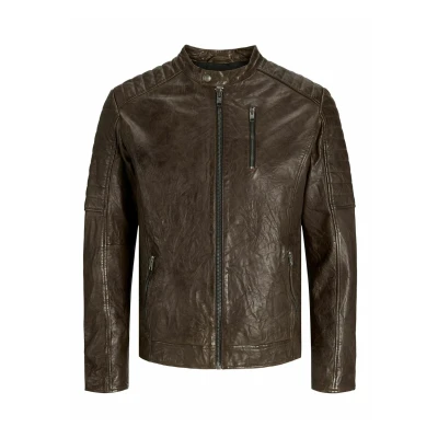 Abbildung von Jack &amp; Jones Lederjacke, Herren, Größe: Small, Brown stone
