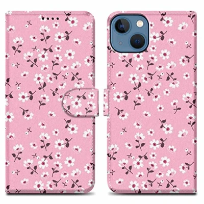 Abbildung von Cadorabo Hülle kompatibel mit Apple iPhone 14 Handyhülle ausim Muster Design Premium Kunst Leder Flip Klappbare Stoßfeste Magnetische [Standfunktion] Case für in Rosa
