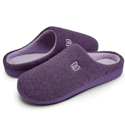 Abbildung von Damen Herren Hausschuhe aus Memory Baumwolle Drinnen Pantoffeln im Herbst und Winter für Draussen (Lila, 40/41 EU)