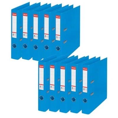 Abbildung von Esselte 624071 Mini Aktenordner PVC Raumsparschlitze 50 mm Rücken A4 10 Stück blau