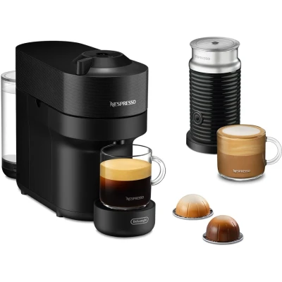 Abbildung von Nespresso Kapselmaschine &quot;Vertuo Pop ENV90.BAE von DeLonghi&quot;, inkl. Aeroccino Milchaufschäumer, Willkommenspaket mit 12 Kapseln