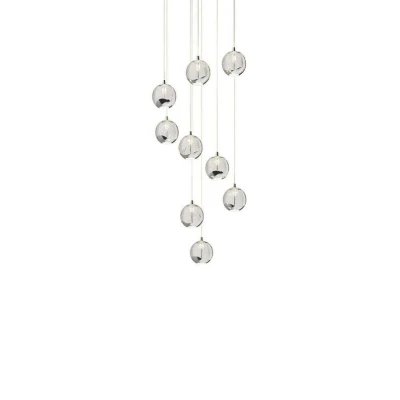 Abbildung von Lucande LED Hängelampe Hayley, Ø 40 cm, 9 flg., chrom, Glas