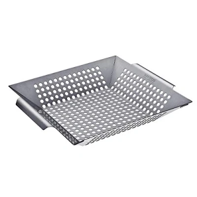 Abbildung von SANTOS Grillkorb/Gemüsekorb Edelstahl 30,5x30,5x6cm Grillwok für Käse, Gemüse, Fleisch &amp; Co. Grillkorb Vegetarisch Vegan Grillen