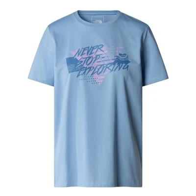 Abbildung von The North Face Foundation Traces Graphic TEE Tshirt print, Damen, Größe: Large, Steel blue