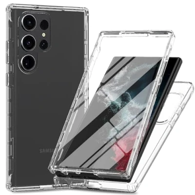 Abbildung von XINNI Hülle für Samsung Galaxy S24 Ultra 5G, 360 Grad Stoßfeste Schutzhülle mit Integriertem Bildschirmschutz, Robuster Bumper Outdoor Full Body Case, Kristall