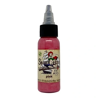 Abbildung von Sailor Jerry Tattoofarbe Pink 30 ml. Made in GERMANY und mit Zertifikat, Tätowierfarbe, Tattoo Ink, Vertrieb durch HAN SEN GmbH