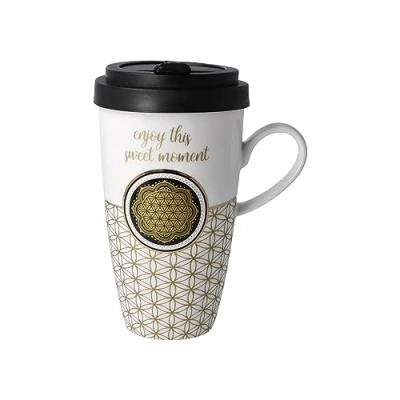 Abbildung von Goebel Coffee to go Becher &quot;Lotus &quot;Blume des Lebens weiß&quot;&quot;, (2 tlg.), mit abnehmbarem Deckel, 500 ml